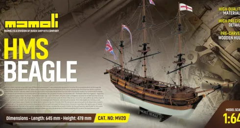 Mamoli HMS Beagle houten scheepsmodel 1:64