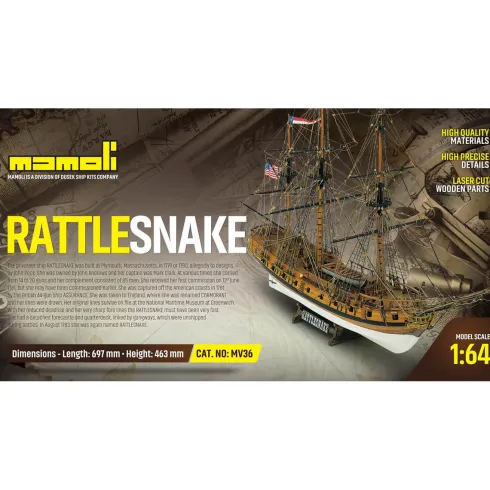 Mamoli USS Rattlesnake Brik zeilschip houten scheepsmodel 1:64