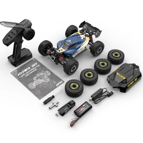 MJX Hyper GO 16213 1/16 Brushless Buggy RTR 50 km/h compleet met Lipo 2S 7,4V 2000mAh batterij en lader