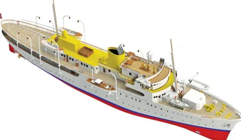 Modell-Tec Kongeskipet Norge houten scheepsmodel 1:60 (Geschikt voor RC besturing)