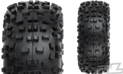 Proline Badlands 2.8″ All Terrain Tires Mounted for Stampede 2wd & 4wd Front and Rear, Mounted on Raid Black 6×30 Removable Hex Wheels