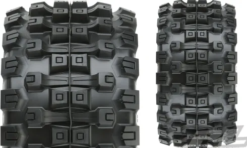 Proline Badlands MX38 HP 3.8″ All Terrain BELTED Tires Mounted for 17mm MT Front or Rear, Mounted on Raid Black 8×32 Removable Hex 17mm Wheels – PRO1016610