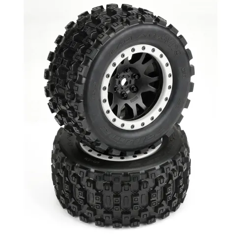 Proline 1/5 Badlands MX43 Pro-Loc F/R X-MAXX® Banden op Impulse Velgen 24mm Zwart/Grijs (2 stuks) – PRO1013113