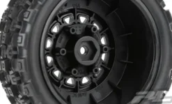 Proline Badlands MX SC 2.2″/3.0″ M2 (Medium) All Terrain Tires Mounted for Slash 2wd & Slash 4×4 Front or Rear, Mounted on Raid Black 6×30 Removable Hex Wheels – PRO1015610