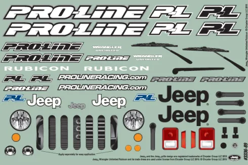 Proline body Jeep Wrangler Unlimited Rubicon for 12.3″ (313mm) Wheelbase Scale Crawlers