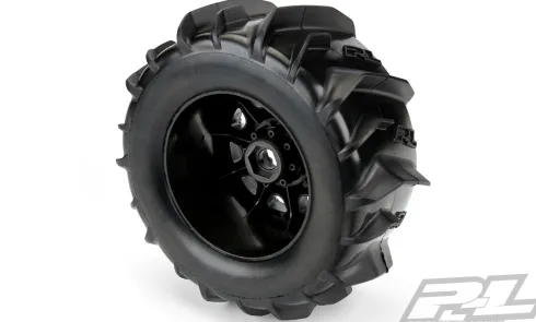 Proline Dumont 3.8″ Paddle Sand/Snow Tires Mounted for 17mm MT Front or Rear, Mounted on Raid Black 8×32 Removable Hex 17mm Wheels