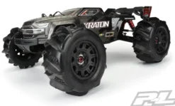 Proline Dumont 3.8″ Paddle Sand/Snow Tires Mounted for 17mm MT Front or Rear, Mounted on Raid Black 8×32 Removable Hex 17mm Wheels