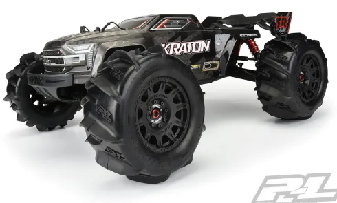 Proline Dumont 3.8″ Paddle Sand/Snow Tires Mounted for 17mm MT Front or Rear, Mounted on Raid Black 8×32 Removable Hex 17mm Wheels