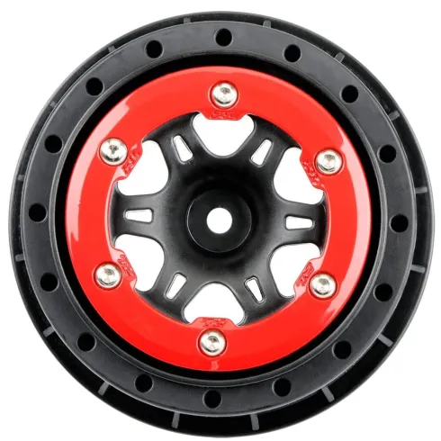 Pro Line 1/10 Split Six Rear 2.2″/3.0″ 12mm Short Course Wheels (2) Red/Black – PRO271504