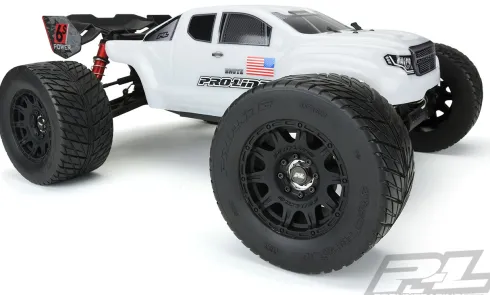 Proline Street Fighter HP 3.8″ Street BELTED Tires Mounted for 17mm MT Front or Rear, Mounted on Raid Black 8×32 Removable Hex 17mm Wheels