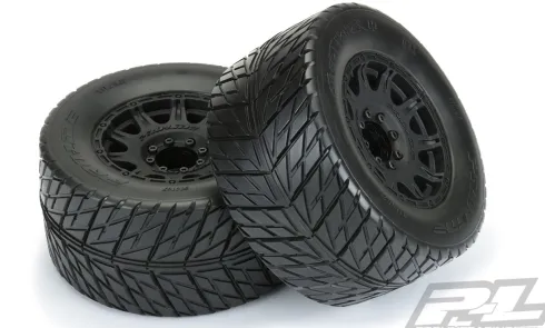 Proline Street Fighter HP 3.8″ Street BELTED Tires Mounted for 17mm MT Front or Rear, Mounted on Raid Black 8×32 Removable Hex 17mm Wheels