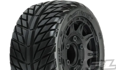 Proline Street Fighter LP 2.8″ Street Tires Mounted for Stampede/Rustler 2wd & 4wd Front and Rear, Mounted on Raid Black 6×30 Removable Hex Wheels