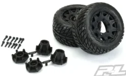 Proline Street Fighter LP 2.8″ Street Tires Mounted for Stampede/Rustler 2wd & 4wd Front and Rear, Mounted on Raid Black 6×30 Removable Hex Wheels