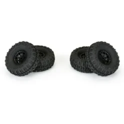 Proline 1/24 Trencher Fr/Rr 1.0″ Tires Mounted 7mm Black Impulse (4) Axial SCX24