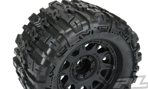 Proline Trencher HP 3.8″ All Terrain BELTED Tires Mounted for 17mm MT Front or Rear, Mounted on Raid Black 8×32 Removable Hex 17mm Wheels