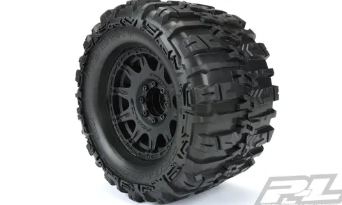 Proline Trencher HP 3.8″ All Terrain BELTED Tires Mounted for 17mm MT Front or Rear, Mounted on Raid Black 8×32 Removable Hex 17mm Wheels