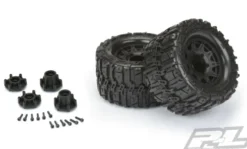Proline Trencher HP 2.8″ All Terrain BELTED Truck Tires Mounted for Stampede 2wd & 4wd Front and Rear, Mounted on Raid Black 6×30 Removable Hex Wheels
