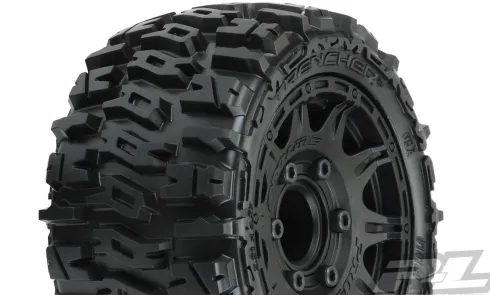 Proline Trencher LP 2.8″ All Terrain Tires Mounted for Stampede/Rustler 2wd & 4wd Front and Rear, Mounted on Raid Black 6×30 Removable Hex Wheels – PRO1015910