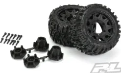 Proline Trencher LP 2.8″ All Terrain Tires Mounted for Stampede/Rustler 2wd & 4wd Front and Rear, Mounted on Raid Black 6×30 Removable Hex Wheels – PRO1015910