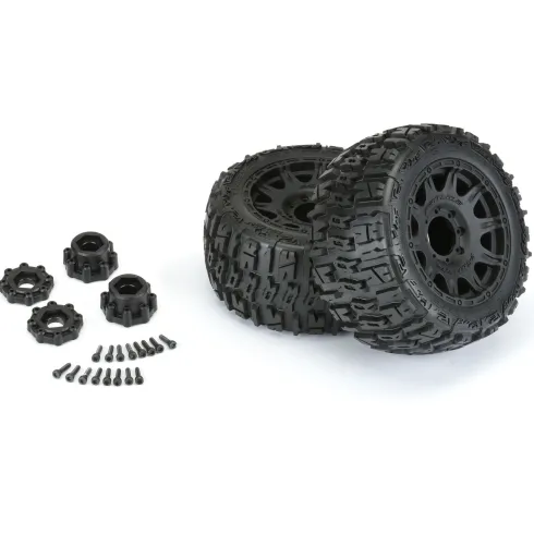 Proline 1/8 Trencher LP F/R 3.8” MT Banden op Raid Velgen 17mm Zwart (2 stuks) – PRO1017510