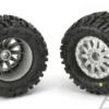 Proline Trencher 2.8″ (Traxxas Style Bead) All Terrain Tires Mounted on F-11 Stone Gray Wheels