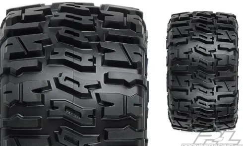 Proline Trencher 2.8″ (Traxxas Style Bead) All Terrain Tires Mounted on F-11 Stone Gray Wheels