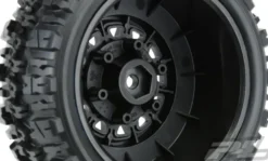 Proline Trencher X SC 2.2″/3.0″ All Terrain Tires Mounted for Slash 2wd & Slash 4×4 Front or Rear, Mounted on Raid Black 6×30 Removable Hex Wheels