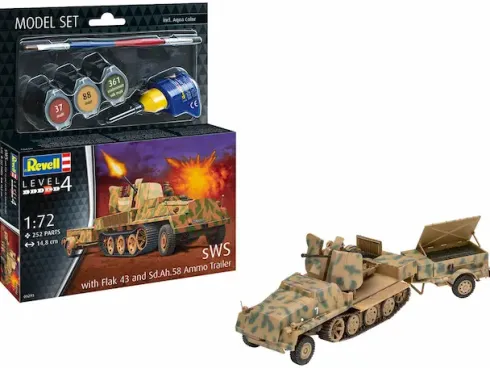 Revell sWS with Flak43 andSd.Ah58 Ammo Trailer in 1/72 bouwpakket – RV-63293