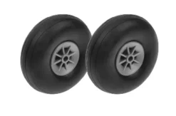 Revtec – Vliegtuig wielen – Rubber met Nylon velg – 63mm – As Dia. 4mm – 2 st