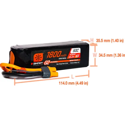 Spektrum 22.2V 1800mAh 6S 50C Smart LiPo G2 IC3