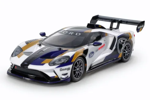 Tamiya onroad 1/10 Ford GT Mk.II 2020 TT-02 RC auto (met Carson 1/10 Dragster Turbo 2500KV brushless motor en regelaar)