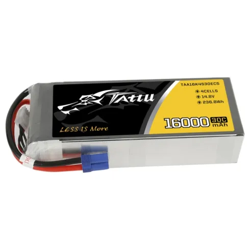 Tattu 16000mAh 14.8V 30C 4S1P Lipo batterij met EC-5 stekker
