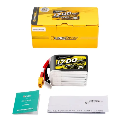 Tattu R-Line V6.0 1700mAh 22.2V 160C 6S LiPo Accu XT60 Stekker (SQ)