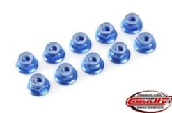 Team Corally – Aluminium Nylstop Nut M4 – Flanged – Blue – 10 pcs