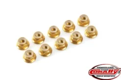 Team Corally – Aluminium Nylstop Nut M4 – Flanged – Gold – 10 pcs