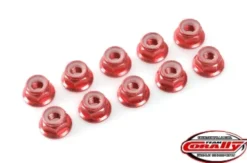 Team Corally – Aluminium Nylstop Nut M4 – Flanged – Red – 10 pcs