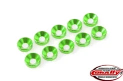 Team Corally – Aluminium Washer – for M3 Flat Head Screws – OD=8mm – Green – 10 pcs