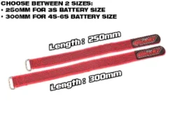 Team Corally Pro Battery Straps 300x20mm Rood – 2 stuks