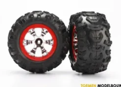 Tires and wheels assembled – red beadlock style wheels – TRX7272