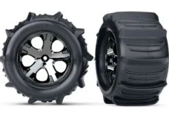 Tires & wheels, assembled, glued (2.8″) (All-Star black chrome wheels, paddle tires, foam inserts) (electric rear) (2) (TSM rated)