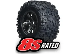 Tires & wheels, assembled, glued (X-Maxx black wheels, Maxx) – TRX7772X