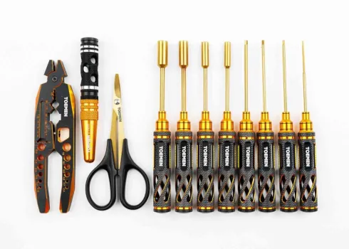 Toemen Modelsport Black/Gold RC Gereedschap Set Deluxe – 11 stuks