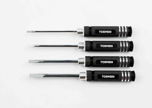 Toemen Modelsport Black/Silver Platte Schroevendraaiers – 4 stuks