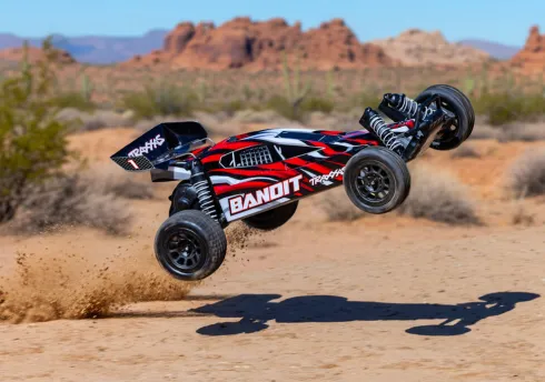 Traxxas BANDIT 1/10 2WD Brushed HD Red X Ready-to-Run met batterij en USB-C lader