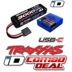 Traxxas Battery/charger completer pack (includes #2985 USB-C NiMH/LiPo iD charger (1), #2827X 3000mAh 7.4V 2-cell 20C LiPo iD Combo – TRX2985-2S-C