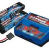 Traxxas Battery/charger completer pack (includes TRX2972 Dual iD charger (1), TRX2869X 7600mAh 7.4V 2-cell 25C LiPo battery (2)) – TRX2991G
