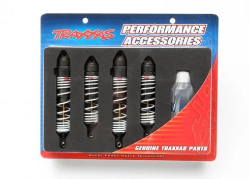 Traxxas Big Bore shocks (hard-anodized & PTFE-coated T6 aluminum) (assembled with TiN shafts and springs) (front & rear) (4) – TRX5862