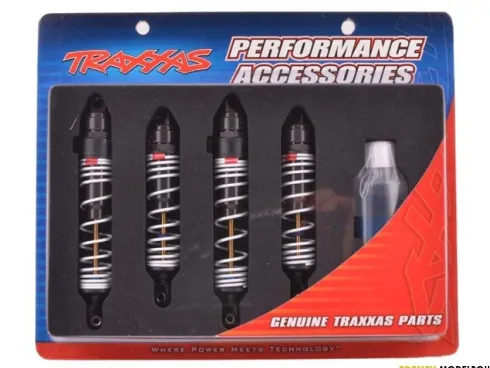 Traxxas Big Bore shocks (hard-anodized & PTFE-coated T6 aluminum) (assembled with TiN shafts and springs) (front & rear) (4) – TRX5862