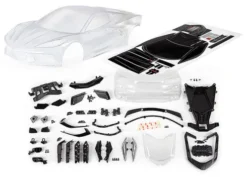 Traxxas Body, Chevrolet Corvette Stingray (clear, trimmed, requires painting)/ decal sheet (includes side mirrors, spoiler, grilles, vents, hardware, & clipless mounting) – TRX9311
