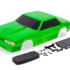 Traxxas Body, Ford Mustang, Fox Body, green (painted, decals applied) (includes side mirrors, wing, wing retainer, rear body mount posts, foam body bumper, & mounting hardware) – TRX9421G